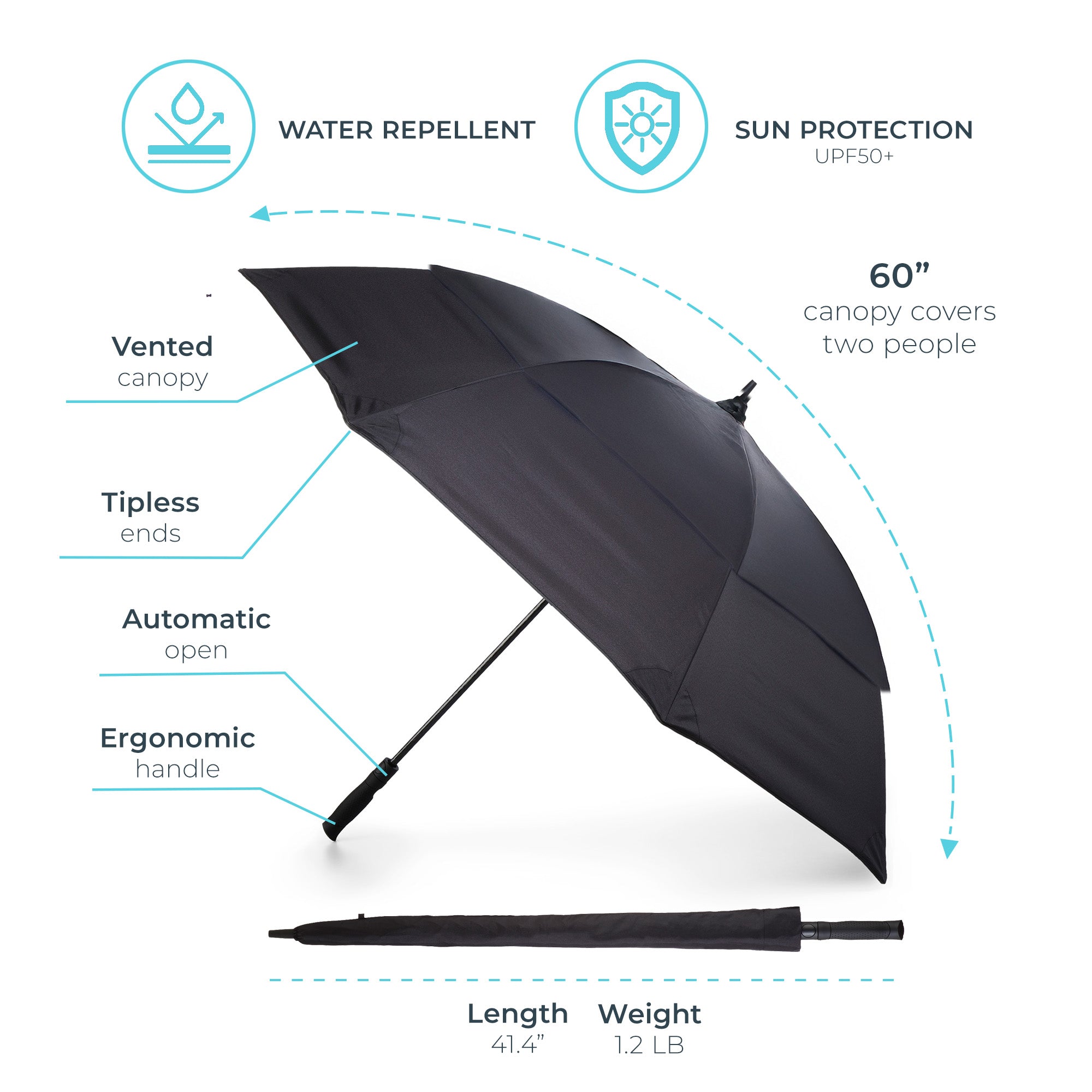 Premium Golf Size Spectator Umbrella with Tipless Ends - Image 10